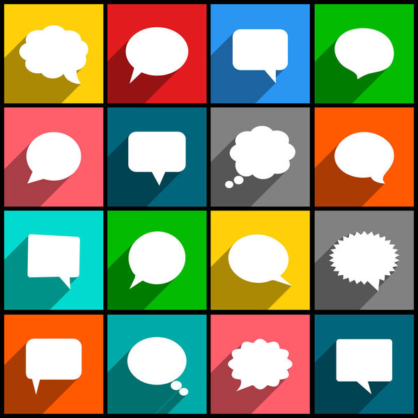 Abstract white speech bubbles icons. Vector illustration.