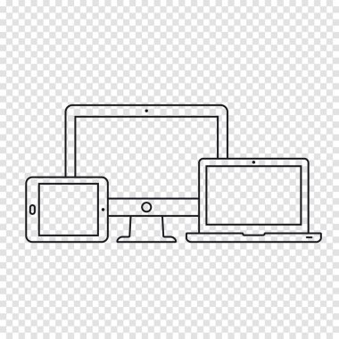 Elektronik cihazlar simgeleri şeffaf arka plan üzerinde