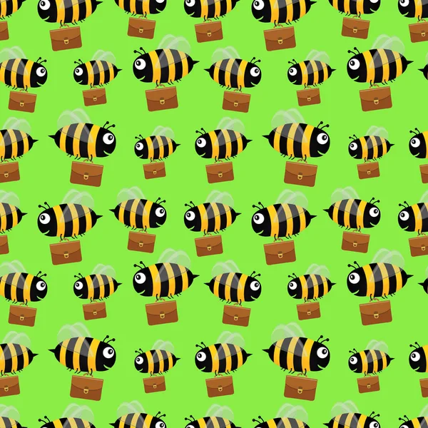 Пчелы Портфелями Векторный Бесшовный Фон — стоковый вектор