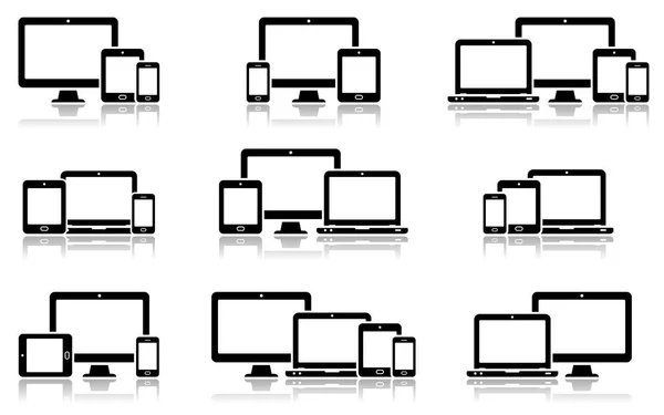 Responsive Web Design Ikony Różnych Pozycjach Odbicia Ilustracja Wektorowa — Wektor stockowy