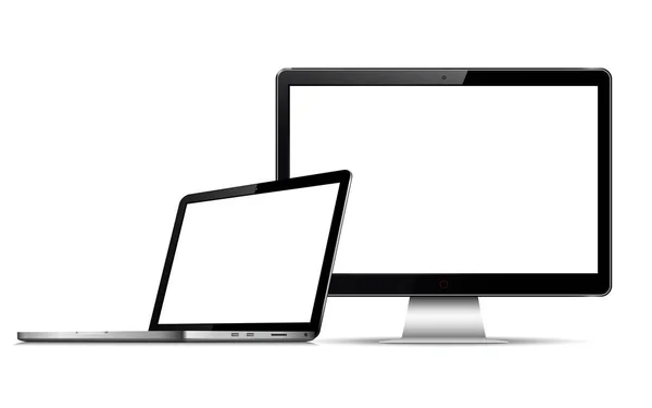 Lege Computerscherm Met Laptop Geïsoleerd Vectorillustratie — Stockvector