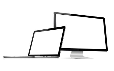 Laptop izole edilmiş ilgili web tasarımı bilgisayar görüntüsü. Vektör illüstrasyonu.