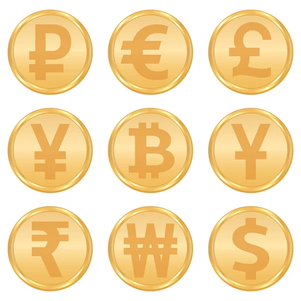 Para birimi işaretleri Icons set vektör. Para para birimi simgeleri.