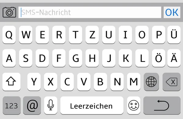 Deutschland Alphabet Virtuelle Tastatur Für Mobiltelefone Vektorillustration — Stockvektor