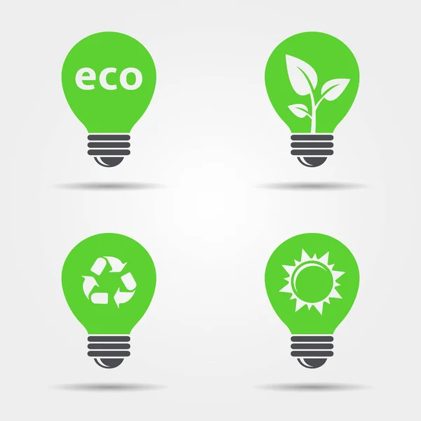 Eco Conjunto Iconos Bombilla Vector Eps10 — Vector de stock