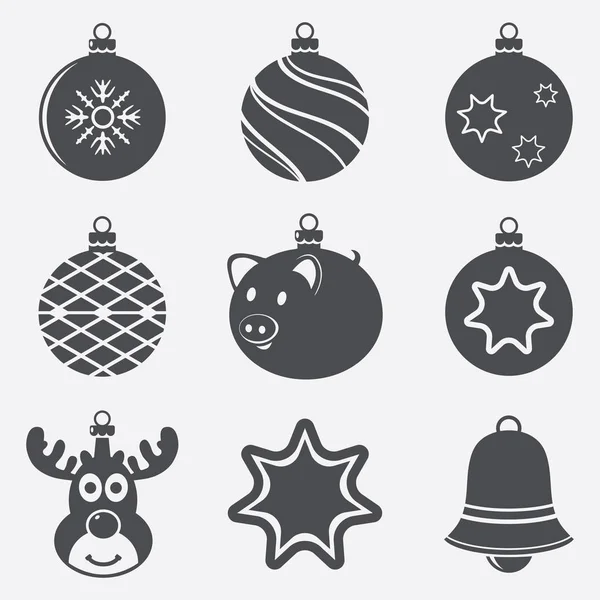 Set Kerst Ballen Pictogram Vectorillustratie — Stockvector