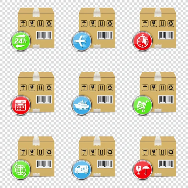 Lieferboxen Symbole Isoliert Auf Transparentem Hintergrund — Stockvektor
