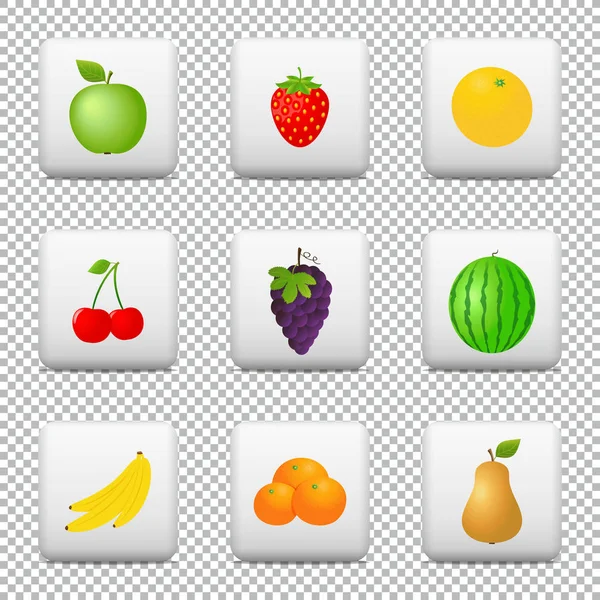 Botones Con Frutas Aisladas Sobre Fondo Transparente — Archivo Imágenes Vectoriales