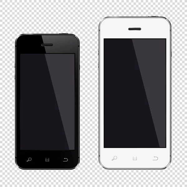 Realistic Mobile Phones Blank Screen Isolated Transparent Background — Stock Vector