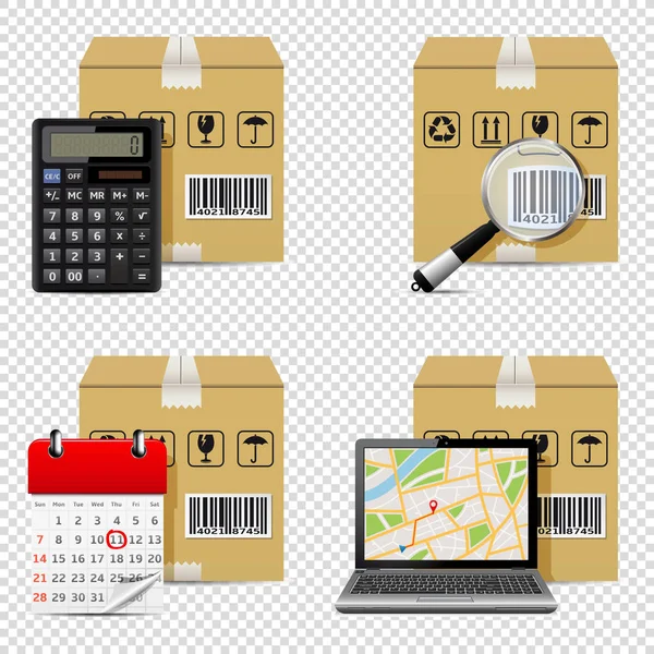 Delivery Icons Isolated Transparent Background — Stock Vector