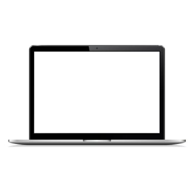 Beyaz arka plan üzerinde boş alanı ile izole laptop. Bilgisayar notebook ile boş perde