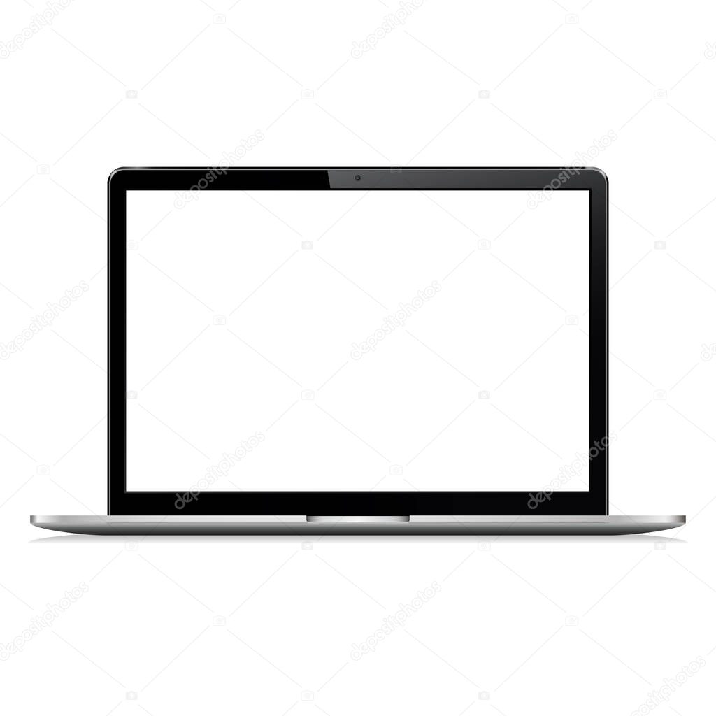 Isolated laptop with empty space on white background. Computer notebook with empty screen