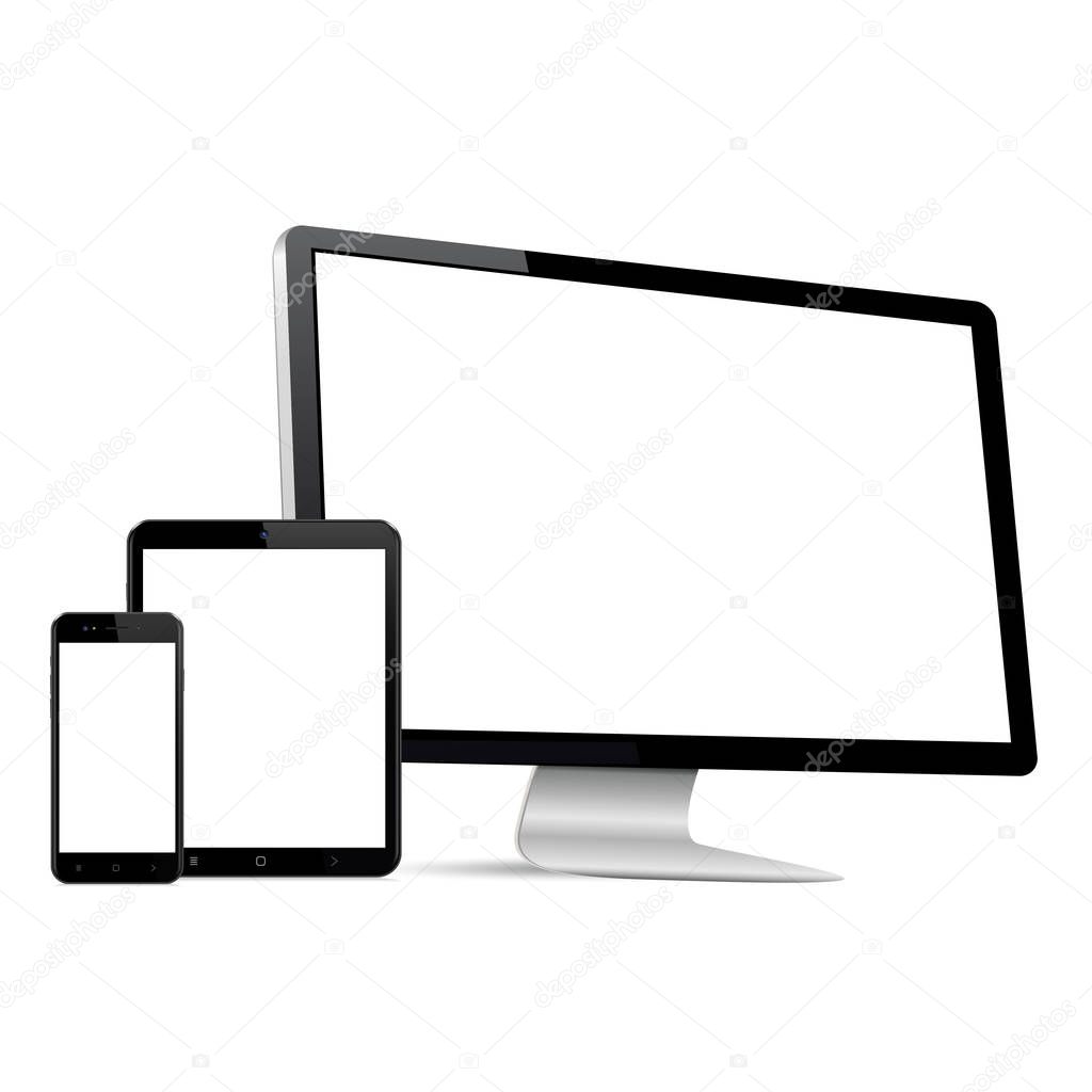 Computer, tablet, smartphone mockup