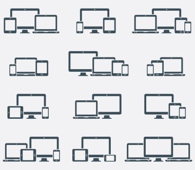 Duyarlı dijital cihazlar Icons set