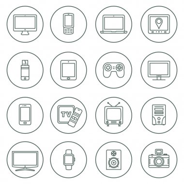 Elektronik aygıtlar simgeleri anahat. Teknoloji aygıtı simgeleri ayarlandı