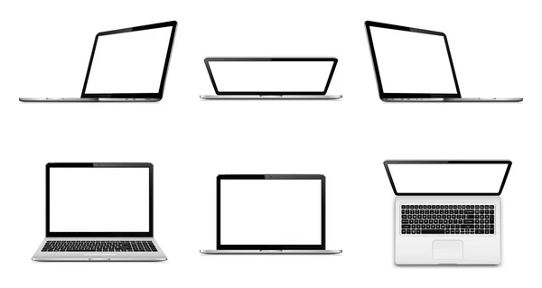Beyaz arka planda boş alan ile dizüstü bilgisayar seti — Stok Vektör