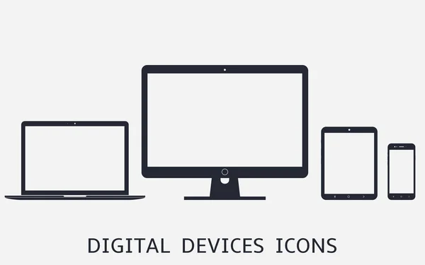 Conjunto de iconos de dispositivos digitales ilustración vectorial de diseño web sensible — Vector de stock