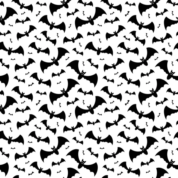 Monochrome seamless pattern with bats on a white background. Halloween decoration. — Stock Vector