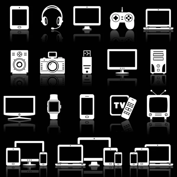 Dispositivi Digitali Moderni Icone Gadget Elettronici Illustrazione Vettoriale — Vettoriale Stock