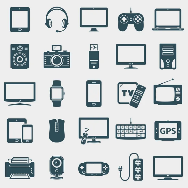 Set Vector Digital Devices Electronic Objects Icons — Stock Vector