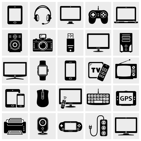 Moderne Digitale Apparaten Elektronische Gadgets Pictogrammen Vectorillustratie — Stockvector