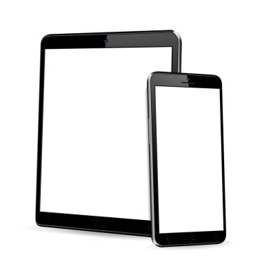 Cep telefonlu tablet. Vektör illüstrasyonu.