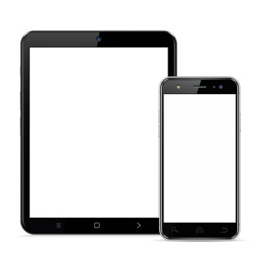 Cep telefonlu tablet. Vektör illüstrasyonu.