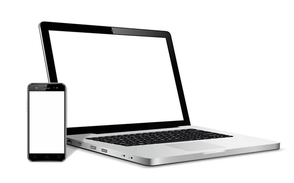 Laptop Phone Mock Vector Illustration Responsive Web Design — Stock Vector