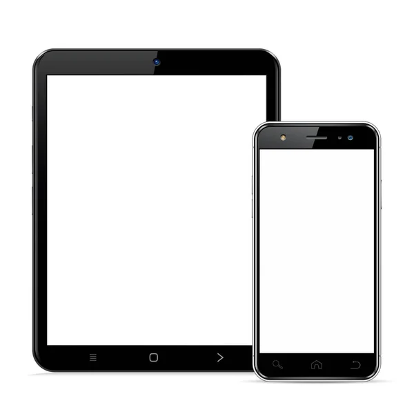 Tablet Met Mobiele Telefoon Vectorillustratie — Stockvector