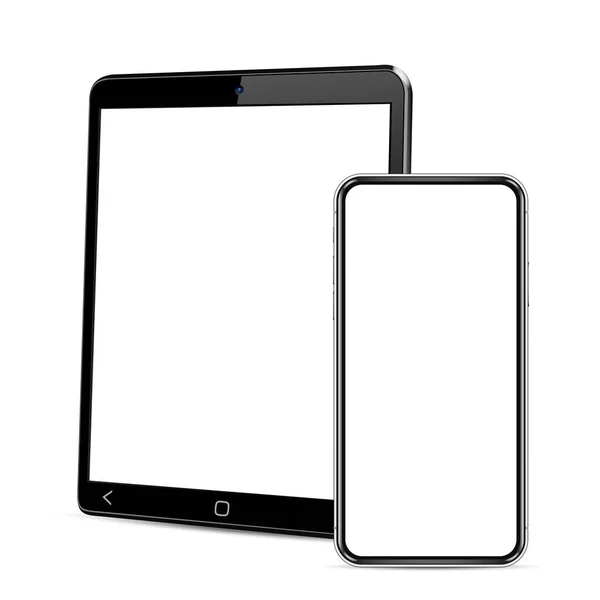 Tablet Mit Handy Attrappe Vektorillustration — Stockvektor