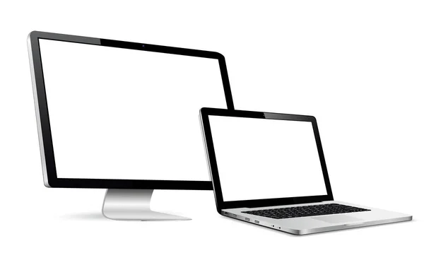 Exibição Computador Web Design Responsivo Com Laptop Isolado Ilustração Vetorial — Vetor de Stock