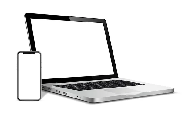 Laptop Telefone Simulam Ilustração Vetorial Para Web Design Responsivo — Vetor de Stock