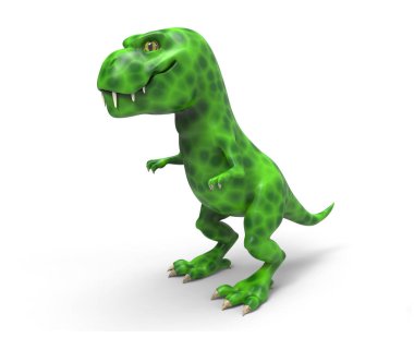 Büyük bir yeşil dinozor Tirex. Beyaz arka plan üzerinde 3D çizim