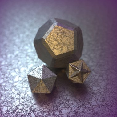 Geometrik şekilli ve bulanık arkaplanlı 3B illüstrasyon