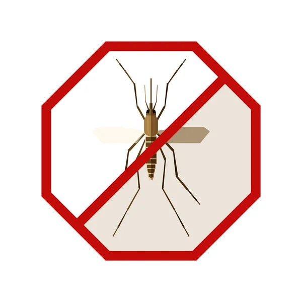 Sinal geométrico plano com mosquito — Vetor de Stock