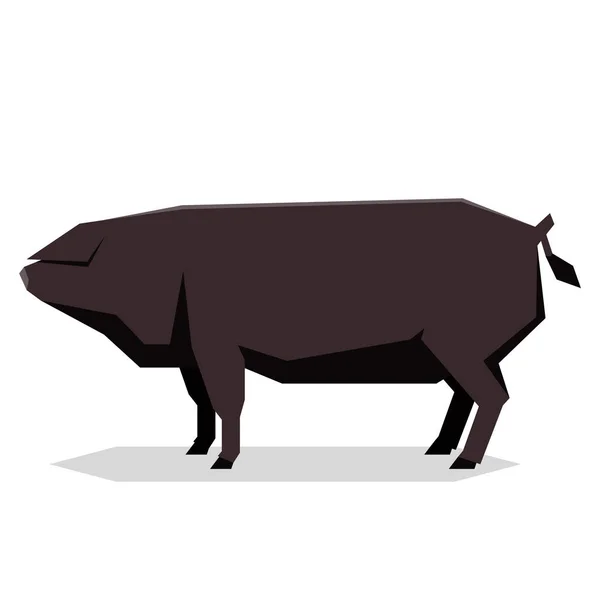 Piatto geometrico Grande maiale nero — Vettoriale Stock