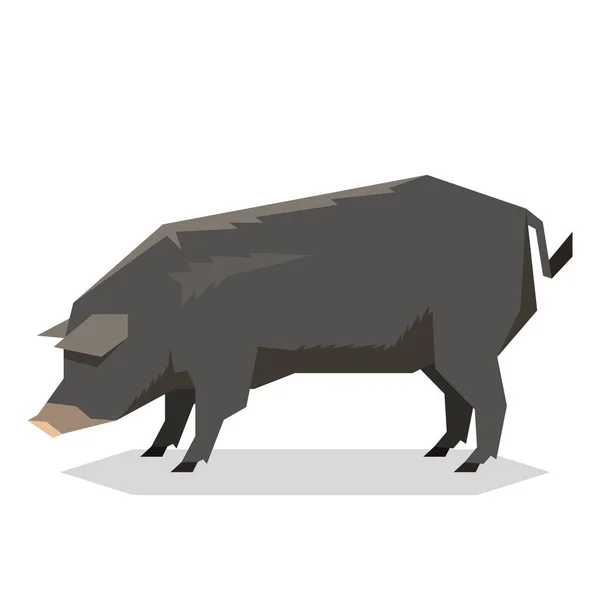 Flat geometric Mulefoot pig — Stock Vector