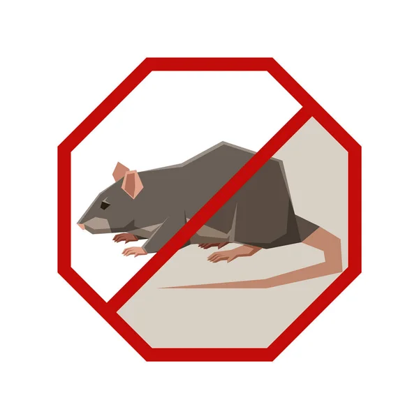 Panneau polygonal plat avec Rat — Image vectorielle