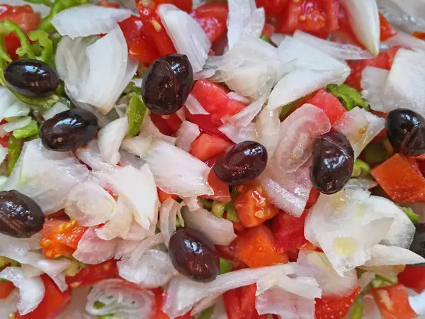 Tomato Pepper Nectarine Olive Salad — 스톡 사진