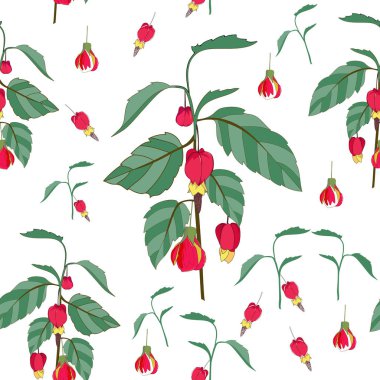 Çince fener çiçek Dikişsiz desen illüstrasyon el çekilmiş