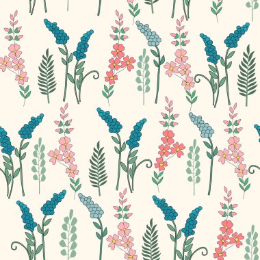 elle çizilmiş doodle tarzı çiçek seamless modeli