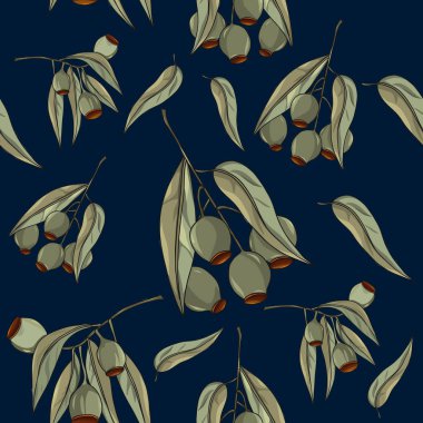 Avustralya sakız fındık el seamless modeli çizilmiş 