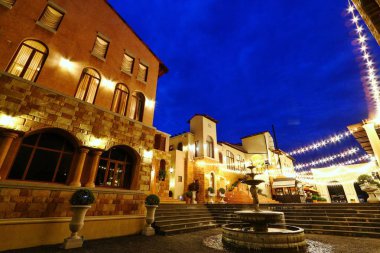 Toscana Valley Khaoyai, Thailand at night with orange lights