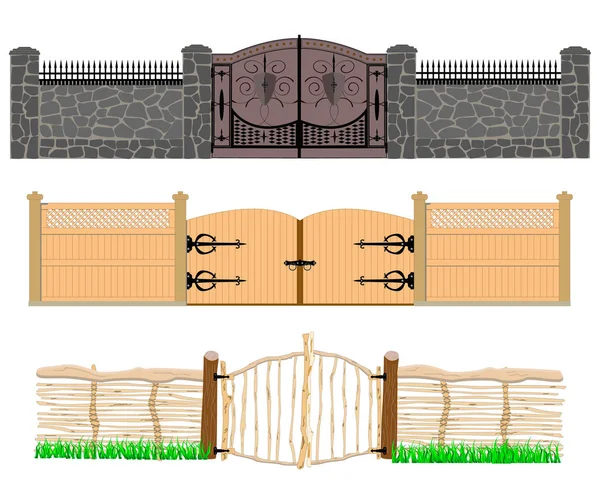 Tre Opzioni Sviluppo Della Tecnologia Costruzione Del Cancello — Vettoriale Stock