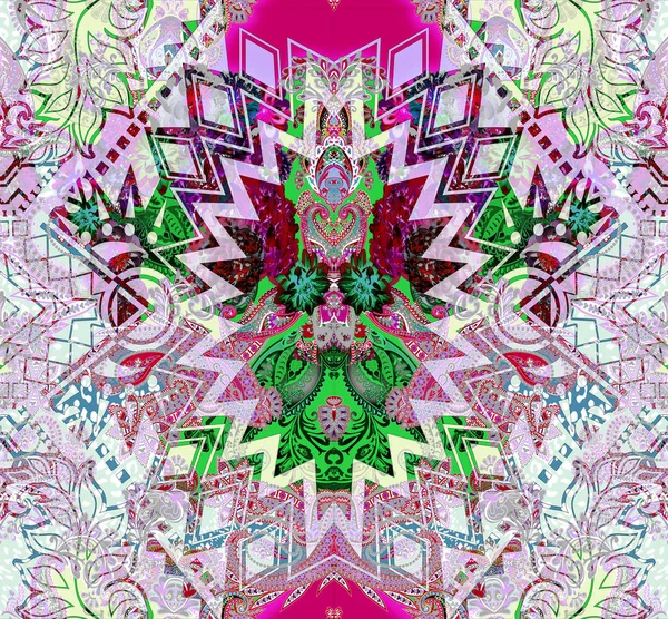 Modèle Paisley Fond Vintage Style Batik Magnifique Floral Multicolore Pour — Photo