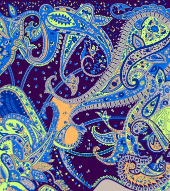 Paisley desen. Batik tarzında Vintage arka plan.