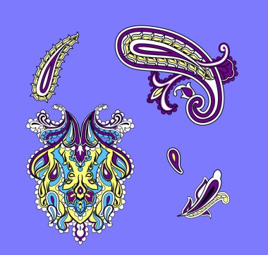 Paisley Deseni. İzole Asya İllüstrasyon