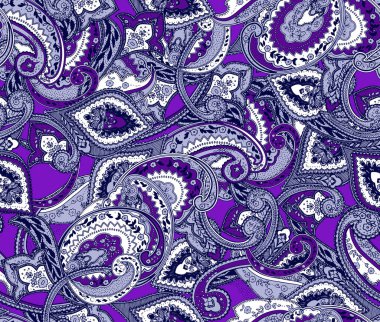 Kıyafetler için moda baskısı. Dikişsiz etnik paisley desen.