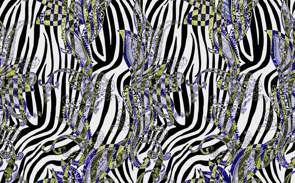 Zebra pattern silk scarf design fashion textile — Stock Photo, Image