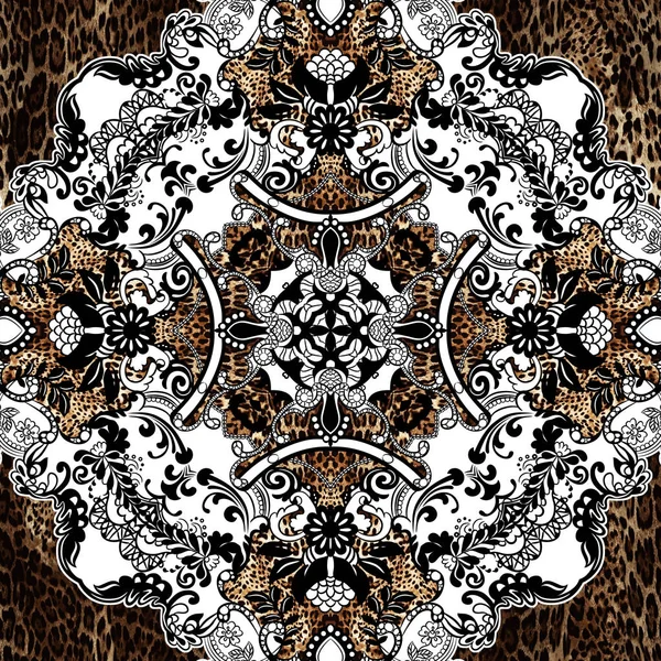 Paisley with animal skin pattern. — Stock Photo, Image